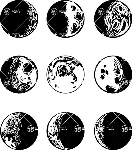Vector silhouettes - Vector Moon Silhouettes Set